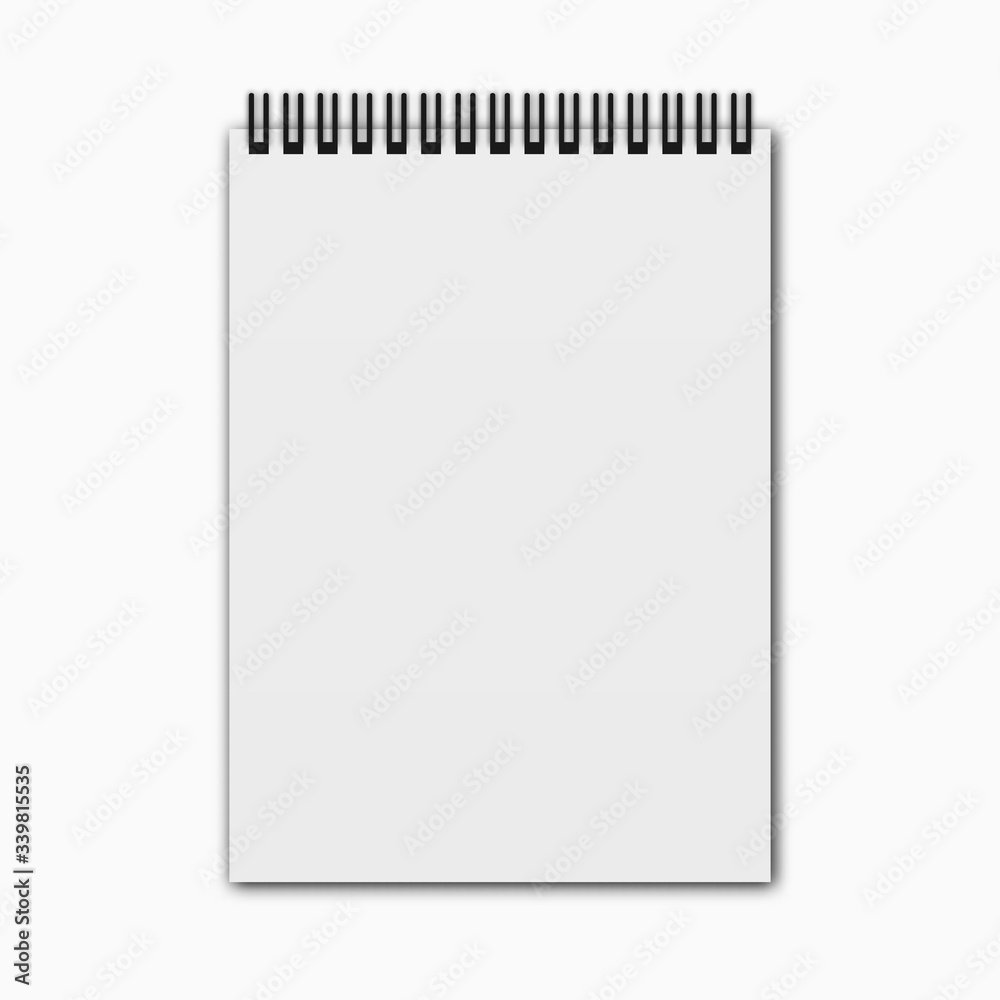 Blank realistic spiral notepad, notebook isolated on white background. Vector illustration. Blank realistic spiral notepad, notebook isolated on white background. Vector illustration.