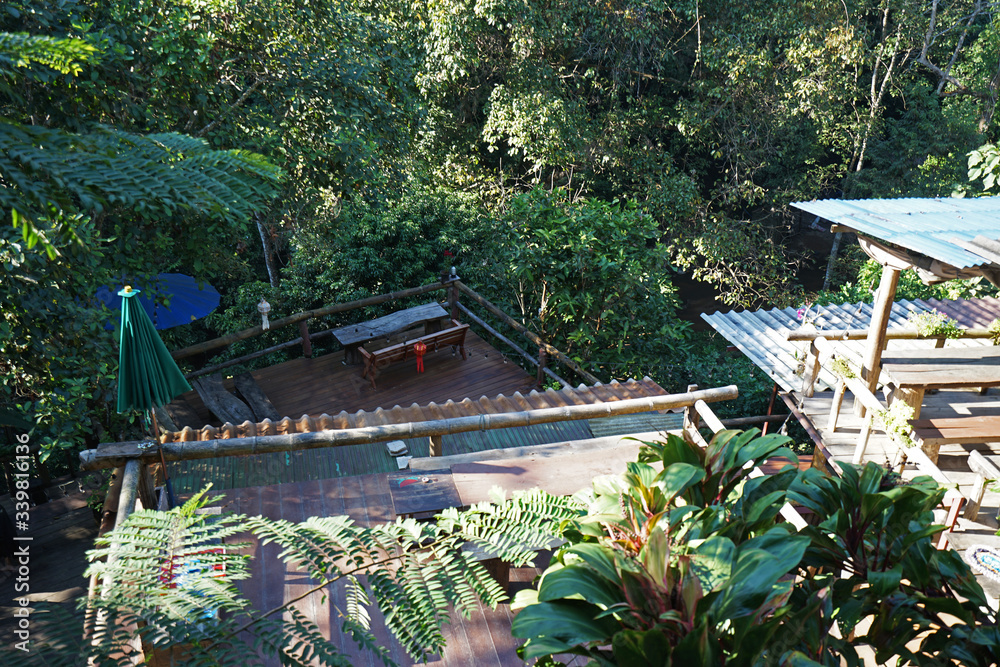 Wooden balcony terrace architecture and building design of Local