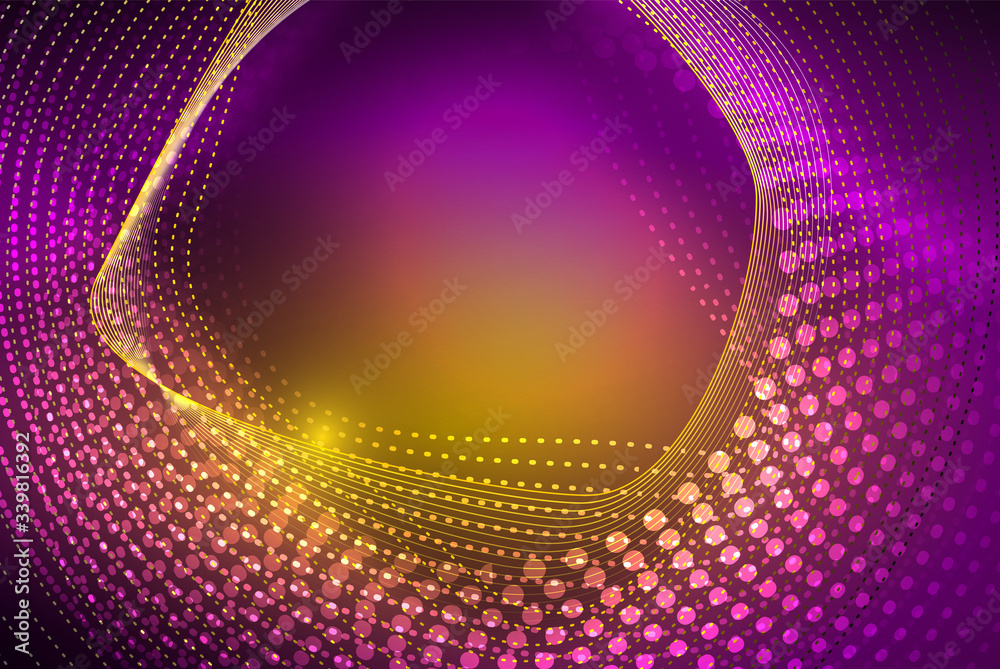 Abstract particles, wave background, neon motion techno design Abstract particles, wave background, neon motion techno design