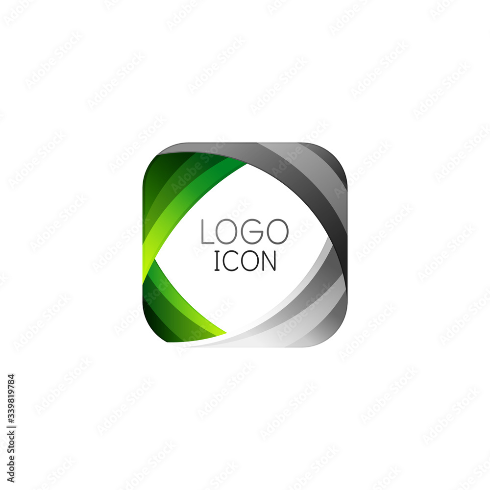 Business trendy geometric square logo design template with bright clean colors