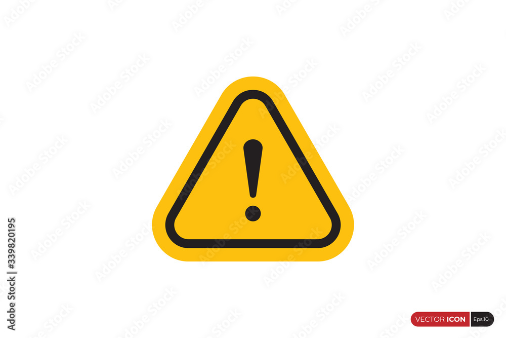 Alert Sign, Warning and Exclamation Icon with Yellow Triangle Rounded Shape and Black Outline Border outside. Flat Vector Icon Design Template Element. Alert Sign, Warning and Exclamation Icon with Yellow Triangle Rounded Shape and Black Outline Border outside. Flat Vector Icon Design Template Element.
