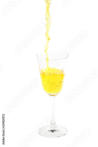 pouring cocktail with splashes isoalted on white background