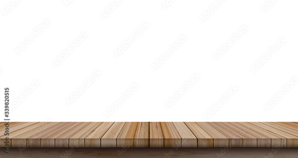 Wood table on top background. Brown wood plank.