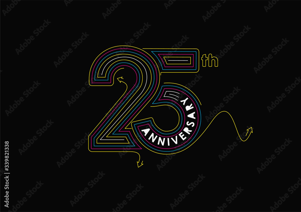 Fototapeta premium 25th Years Anniversary Celebration Typography Vector Design.