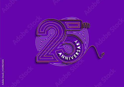 25th Years Anniversary Celebration Typography Vector Design. photo