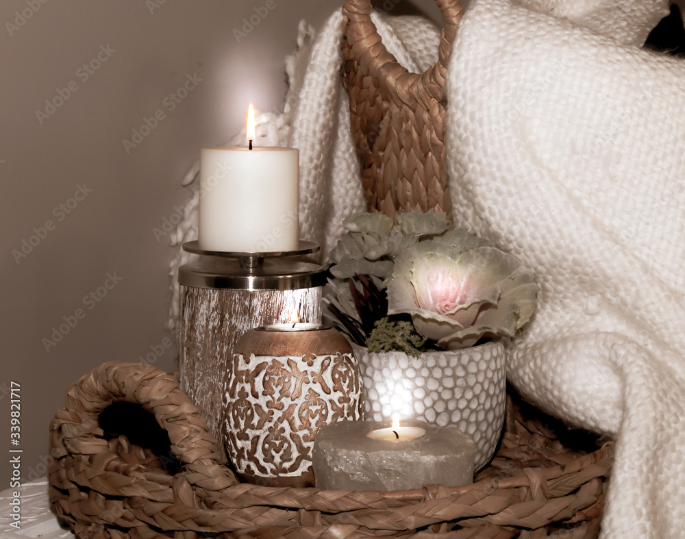 Cozy Candles at Home Boho Rustic