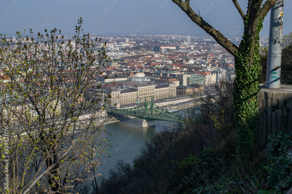 Top view of Budapest and the Danube River in Hungary