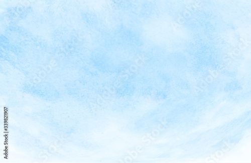 Watercolor illustration art abstract light blue color texture background, clouds and sky pattern. Watercolor stain hand paint cloudy pattern on watercolor paper