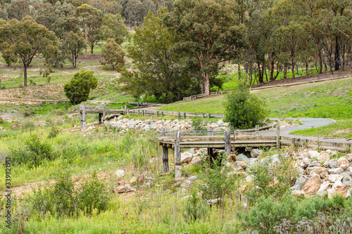 The long dry foreshore where the water once lapped at Googong Dam, NSW, Australia