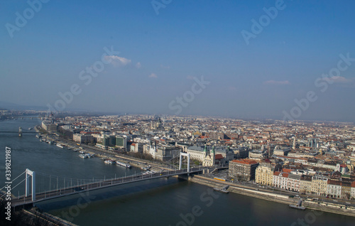 Top view of Budapest and the Danube River in Hungary © Olena