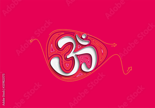 Om of Hinduism lucky symbol flat vector icon for apps and websites