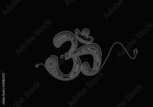Om of Hinduism lucky symbol flat vector icon for apps and websites
