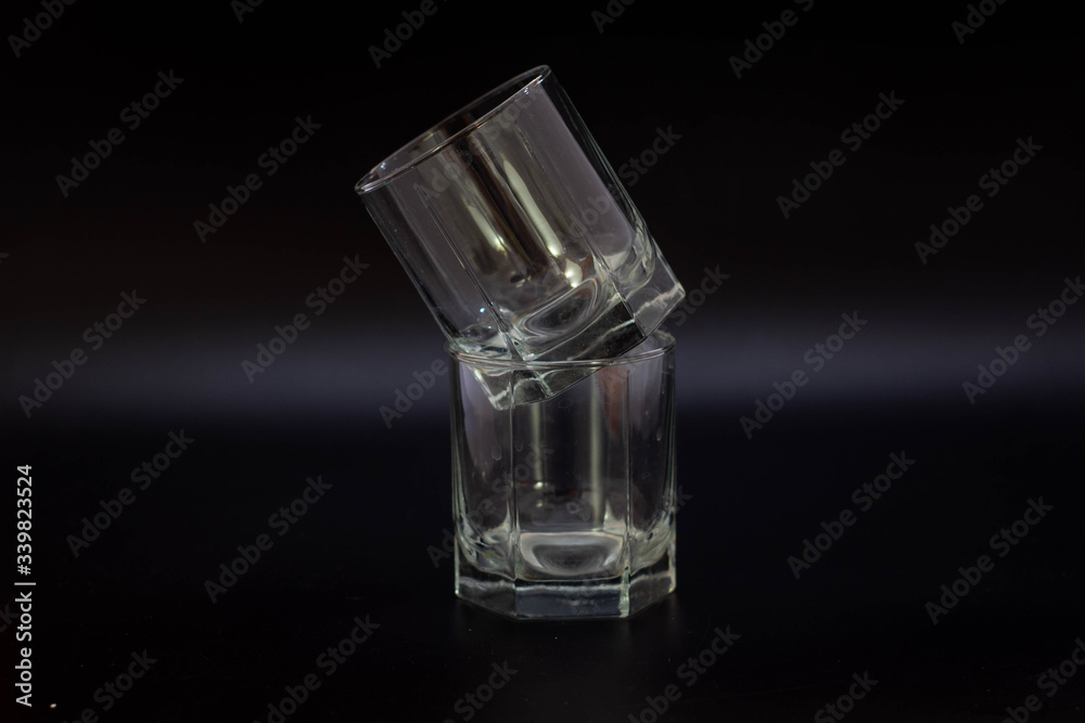 clear glasses for water on a black background clear glasses for water on a black background