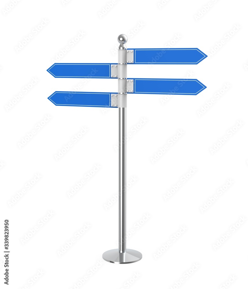 Blank directional road signs. 3d illustration. Blank directional road signs. 3d illustration.