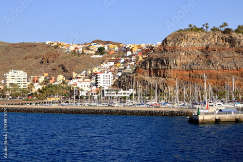 Fototapeta Naklejka Na Ścianę i Meble -  January 31 2020 - Harbor in San Sebastian, La Gomera, Canary Islands, Spain: Harbour of the Town San Sebastian de la Gomera