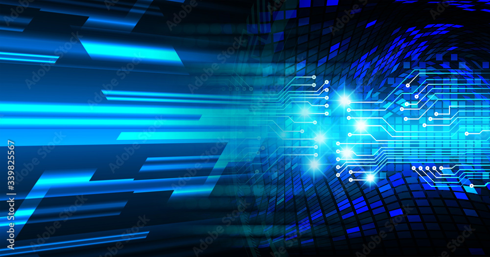 Blue cyber circuit future technology concept background Blue cyber circuit future technology concept background