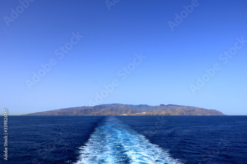 View to the coastline of la Gomera from the ferry