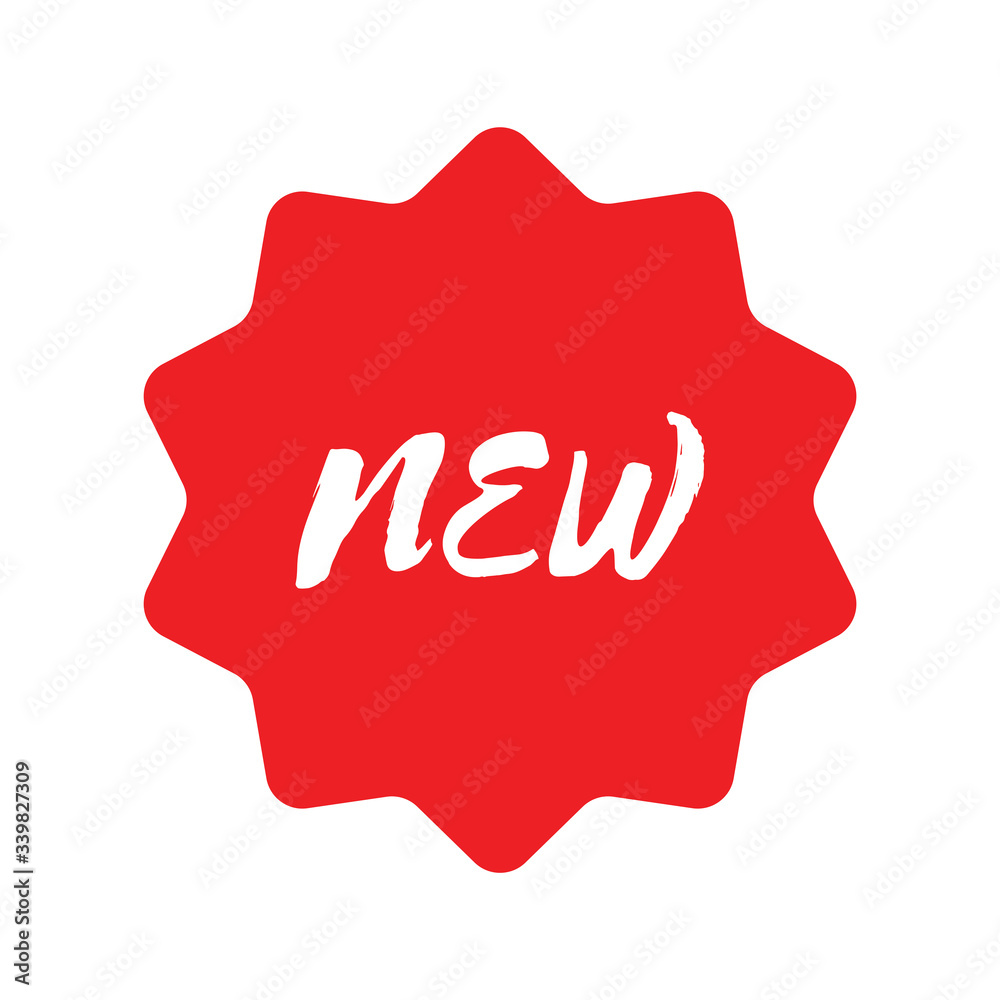 New sign. Red sale sticker. Vector red star label. Online shop promotion banner. Isolated illustration. Special offer. New sign. Red sale sticker. Vector red star label. Online shop promotion banner. Isolated illustration. Special offer.