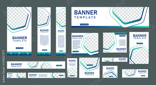 set of modern web banners of standard size with a place for photos and white concept. Business ad banner. Vertical, horizontal and square template.