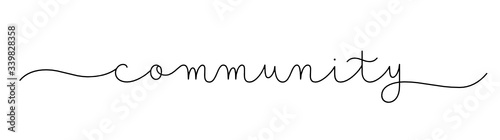 COMMUNITY black vector monoline calligraphy banner with swashes