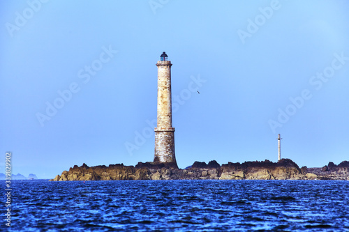 Héaux de Bréhat lighthouse on a clear day. France. Brittany