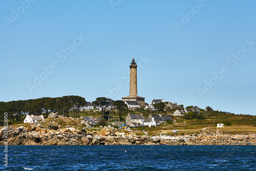 Island of Batz, France.  View of the Island of Batz and lighthouse from the sea