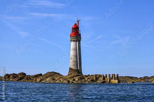 The Grand Jardin lighthouse on the approach to the city of Saint Malo. France.