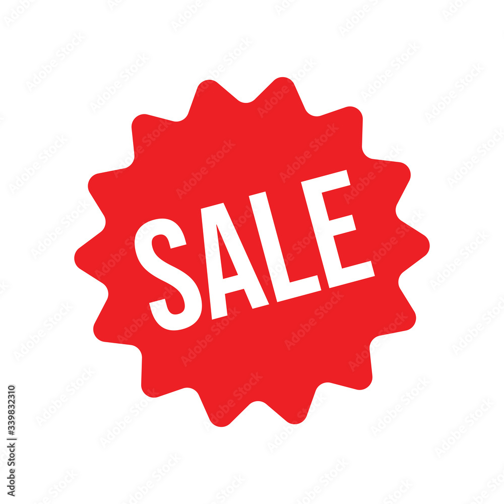 Sale sticker, red star badge. Shop offer promotion tag. Sale sticker, red star badge. Shop offer promotion tag.
