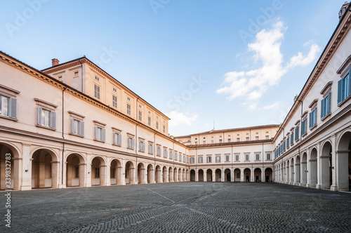 The inner courtyard of the Quirinale Palace, where the President of the Italian Republic is staying in Rome in Italy