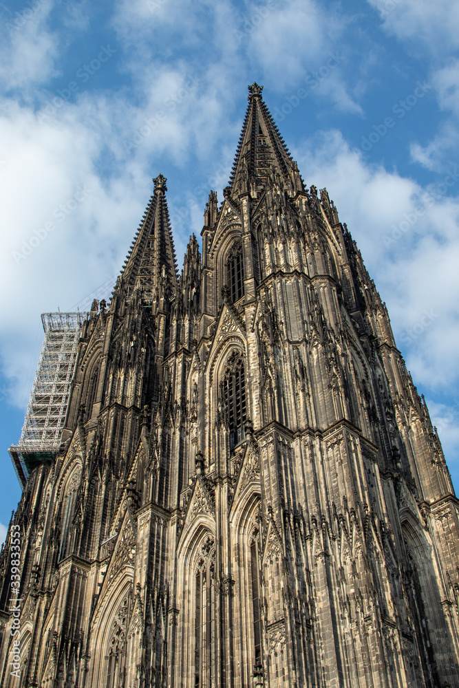 Cologne cathedral, blue cloudy sky as background