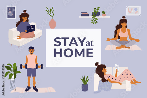 Obraz na plátně Stay at home concept