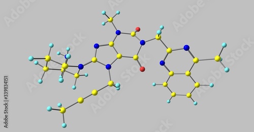 Linagliptin molecular structure isolated on grey photo