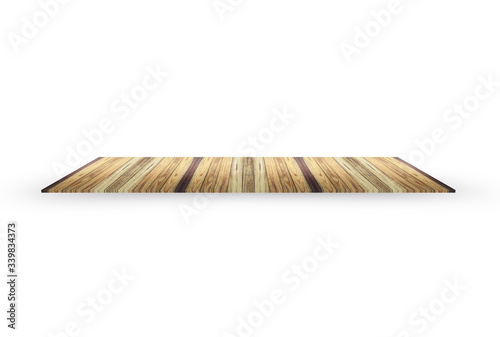 Wooden table on white background,Perspective view of wood or wooden table