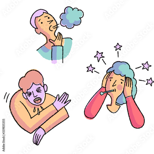 A group of people showing various disease symptoms.