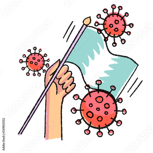 Surrendering to the viruses waving white flag
