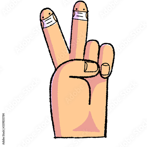 Masked fingers doing victory sign (or social distancing)