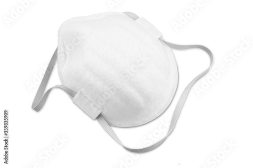 White ffp2 mask isolated on white background.