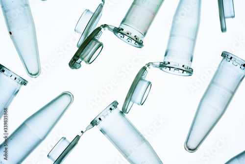 PCR microtube on a white background, PCR test tube on a white background photo