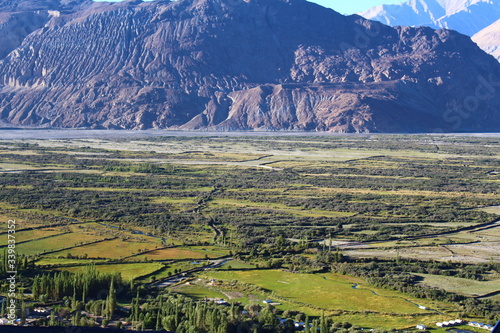 landscape with mountains plantation terrace in the valley   photo