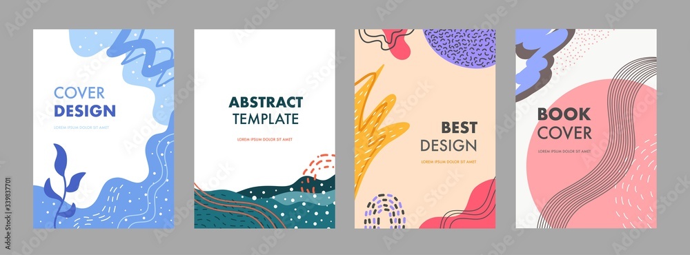 Naklejka premium Set bundle of Abstract Cover Designs for Annual Report, Brochures, Flyers, Presentations, Leaflet, Magazine A4 Size. Cover template design vector with creative artistic background.