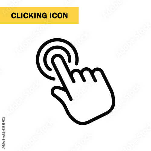 Clicking finger icon, hand pointer vector. Click mouse.