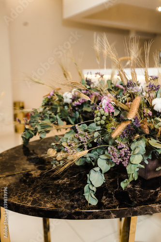 composition of dried flowers on the table
