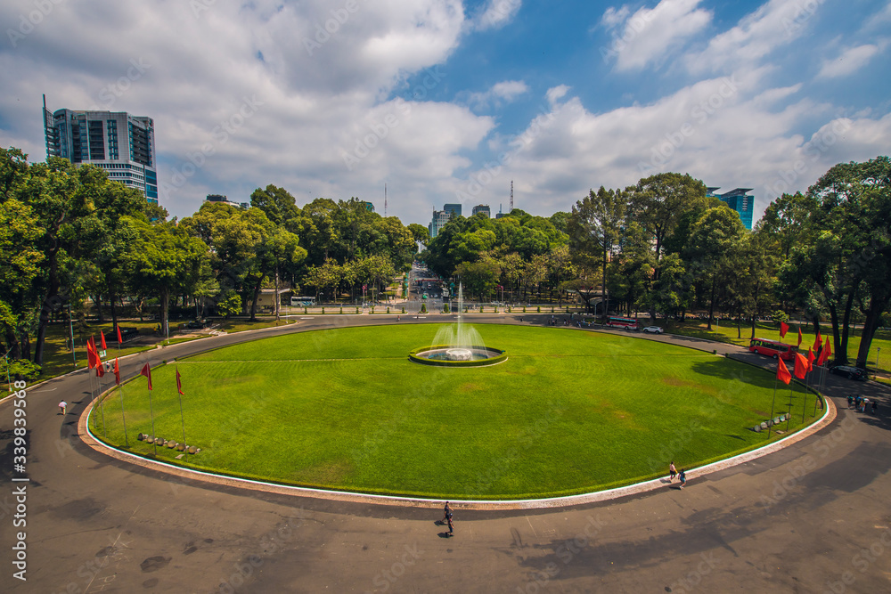 Fototapeta premium Ho Chi Minh city, Vietnam - February 16, 2020: Interior view of the Independence Palace, formerly Reunification Palace (Dinh Thong Nhat), a landmark historic building in the center of Saigon.