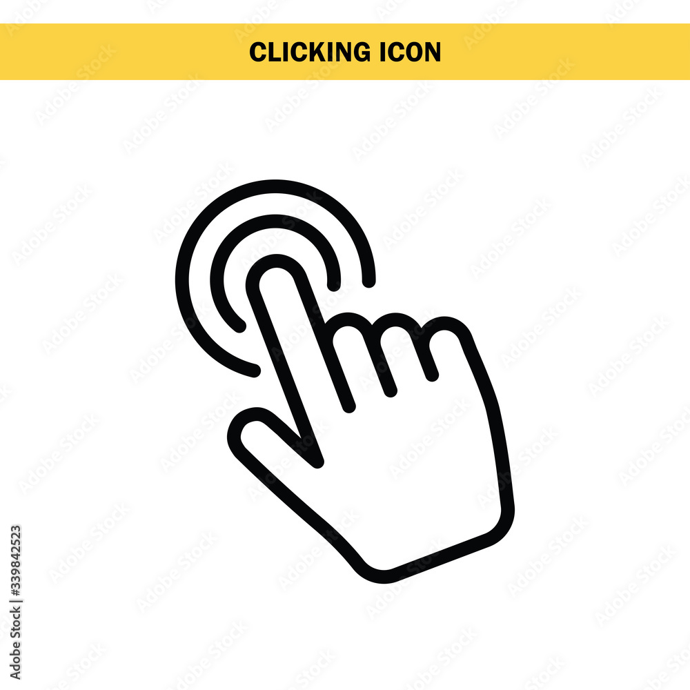 Clicking finger icon, hand pointer vector. Click mouse.