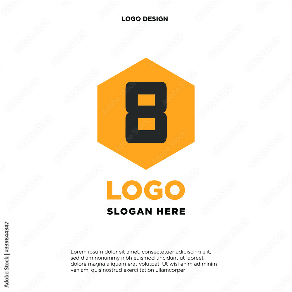 Abstract letter 8 logo design template. Colorful creative hexagon sign. Universal vector icon.