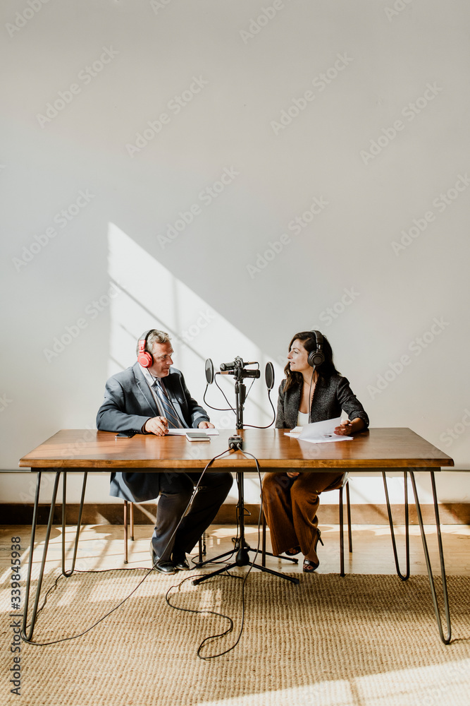 Business podcast recording