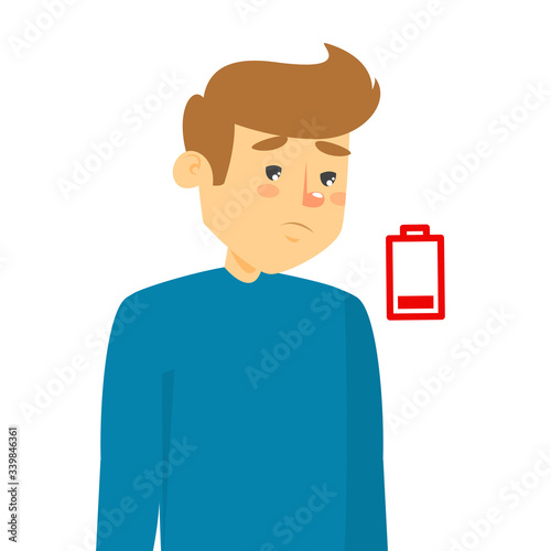 Portrait of a tired man vector isolated. Fatigue
