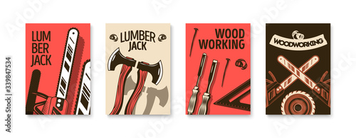  Lumberjack And Woodworking Poster Set