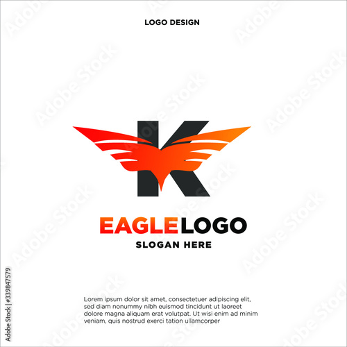 Free Download Letter K with wings. Template for logo, label, emblem, sign, stamp. - GFXLoad
