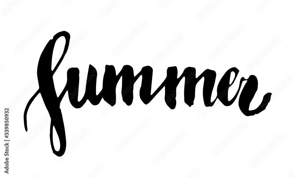 Handwritten vector “Summer”. Hand lettering vector illustration. Vector brush text for poster, banner, new collection, billboard. Handwritten vector “Summer”. Hand lettering vector illustration. Vector brush text for poster, banner, new collection, billboard.